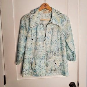 Chico's Zenergy Multicolor 3/4 Ruched Sleeve Zip Front Jacket - Size 1